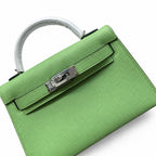 Streamlined Mini Handbag: second generation Kelly 19cm imported Epsom Leather avocado green Gold and Silver Buckle wax thread