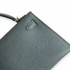 handmade Mini Kelly II 19cm imported Epsom Leather almond green Gold Buckle — Elegant Compact Carry Style