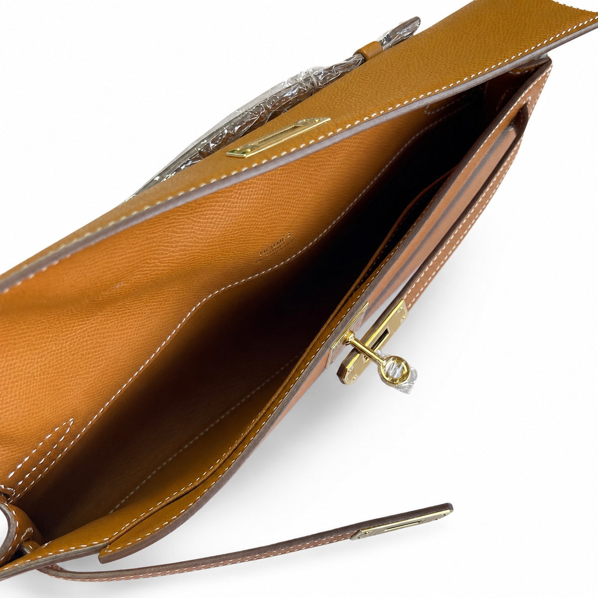 Kelly Cut 31 handbag Epsom Leather Gold color — Elegant Hand-Carry Clutch
