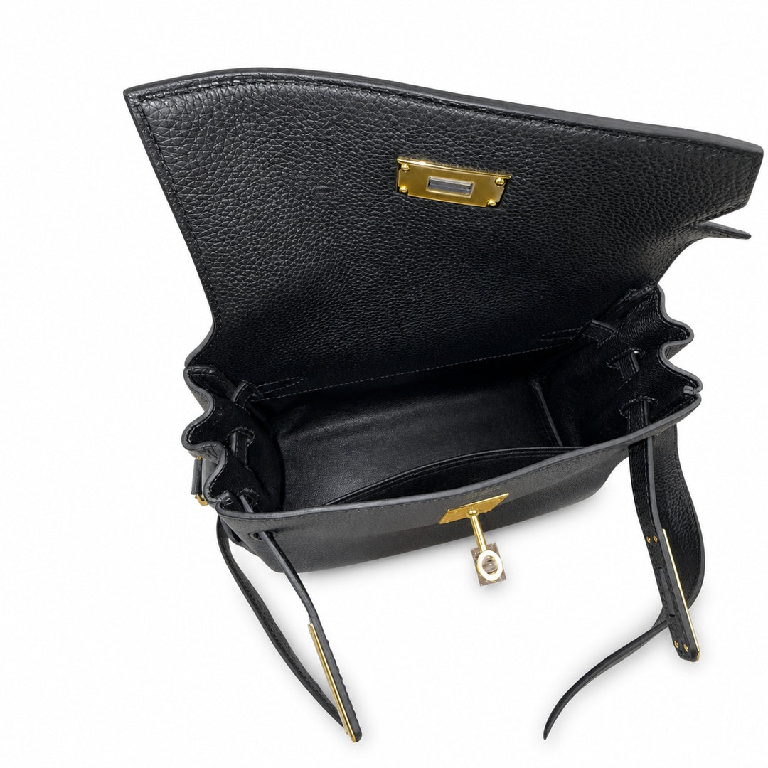 Kelly Messenger messenger bag for men and women, Black Gold Buckle, imported leather, all-steel hand-waxed thread, the highest cost-effectiveness — Sophisticated Carry Design