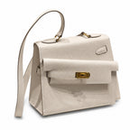 Kelly II SELLIER double-sided Kelly 20cm 10 Milkshake White Epsom Leather Gold Buckle — Elegant Structured Carry Style