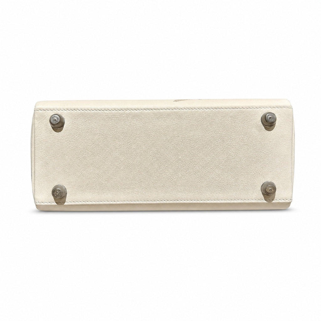 Kelly Graffiti 25cm in Nata Epsom Leather with Silver Buckle Handmade — Distinctive Hand-Carry Bag
