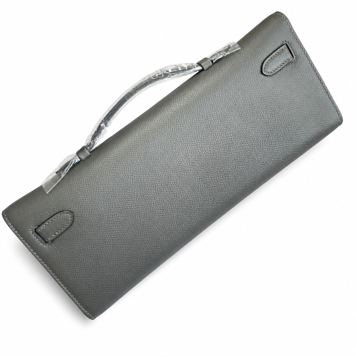 Sophisticated Evening Clutch: Kelly Cut 31 Clutch Epsom Leather Pewter Gray