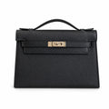 Kelly 22cm in Black Epsom Leather with Silver Buckle Handmade — Sophisticated Carry Design