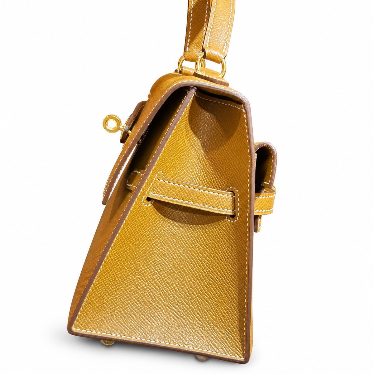 Kelly double-sided DESORDRE original Epsom Leather Gold Brown Gold Buckle order shipped — Polished Two-Sided Top-Handle Bag