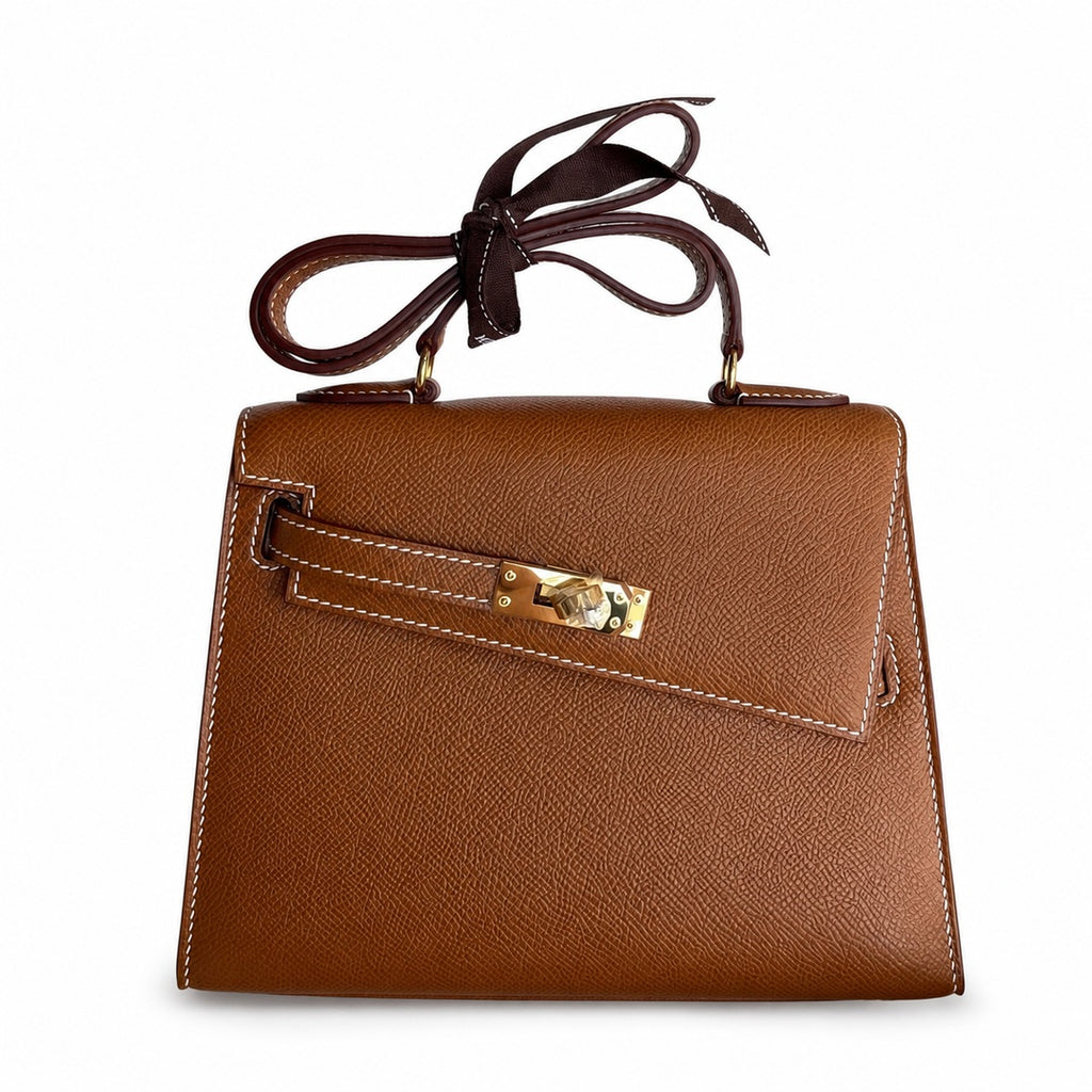 Kelly desordre 20cm Golden Brown Gold Buckle Epsom handmade double sided Kelly — Versatile Two-Sided Kelly Design