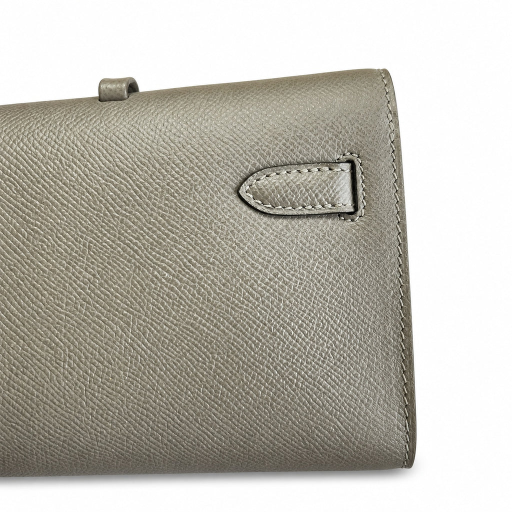 Kelly Cut 31 Clutch Epsom Leather Pewter Gray — Sophisticated Evening Clutch
