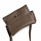 Kelly Messenger messenger bag, large size, pewter gray Togo Leather, Pre-order Togo calfskin messenger bag. - Flap with swivel hardware - Large — Polished Structured Handbag