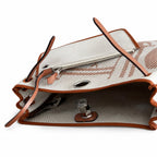 Herbag 31cm Saddle-Inspired Canvas Body with Leather Handle and Shoulder Strap — Canvas Body, Leather Handle and Shoulder Strap