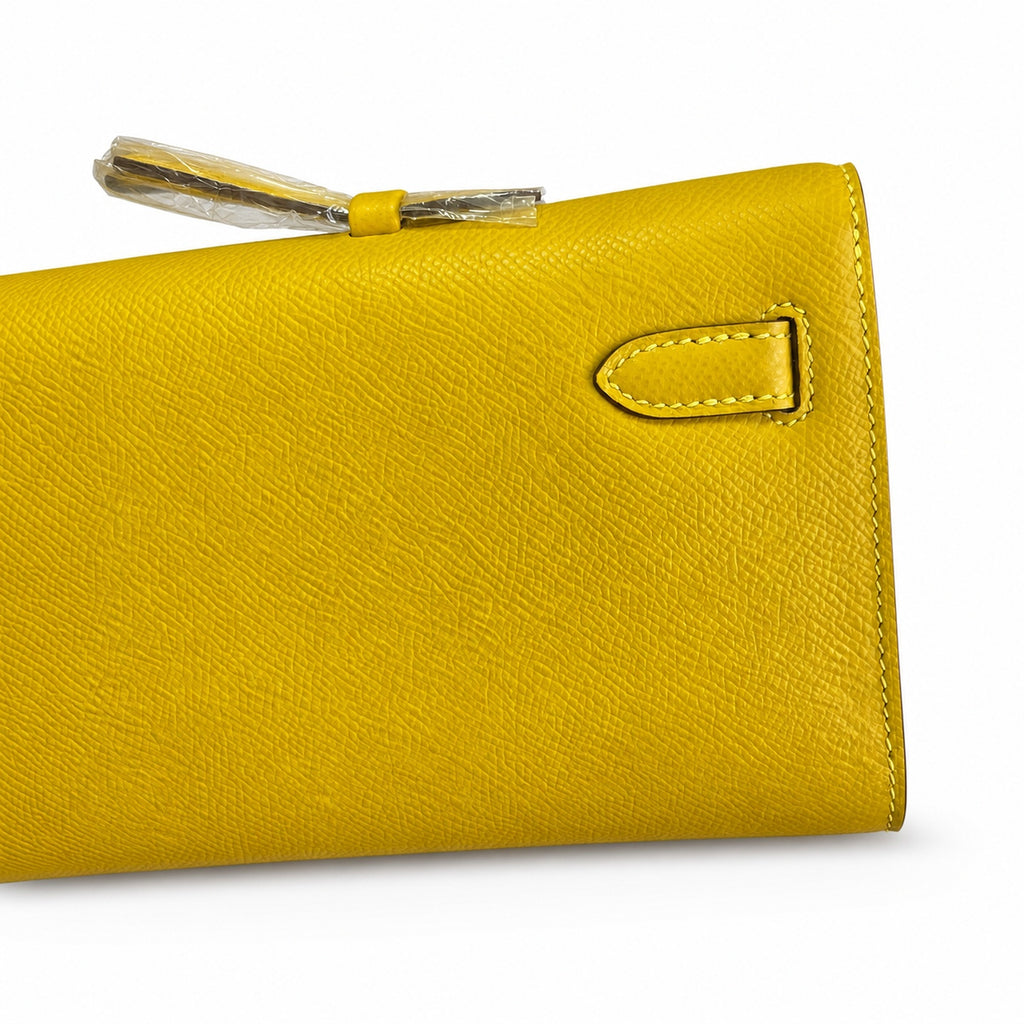 Kelly Cut 31 Clutch Epsom Leather Amber Yellow — Refined Flat Clutch
