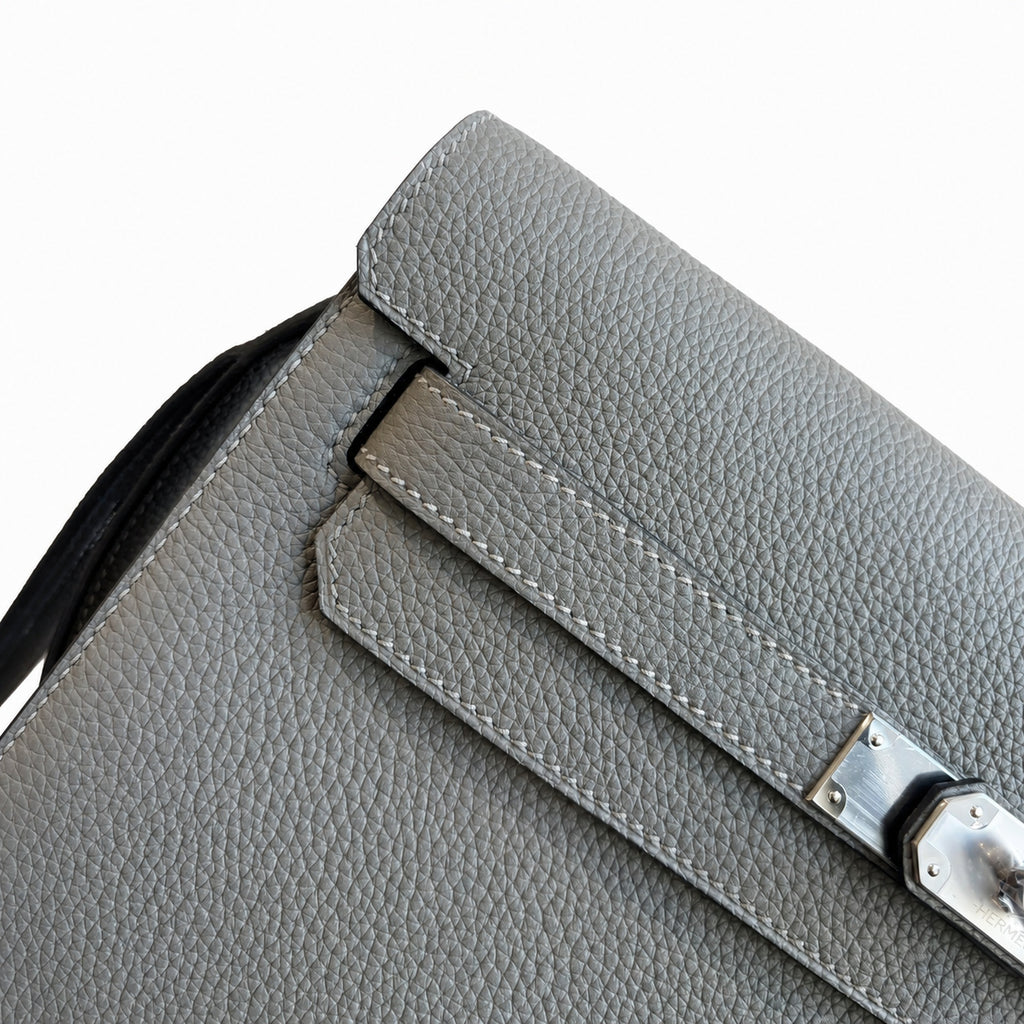 Sophisticated Compact Carry: Kelly Depeches 25cm Togo Leather with Shoulder Strap