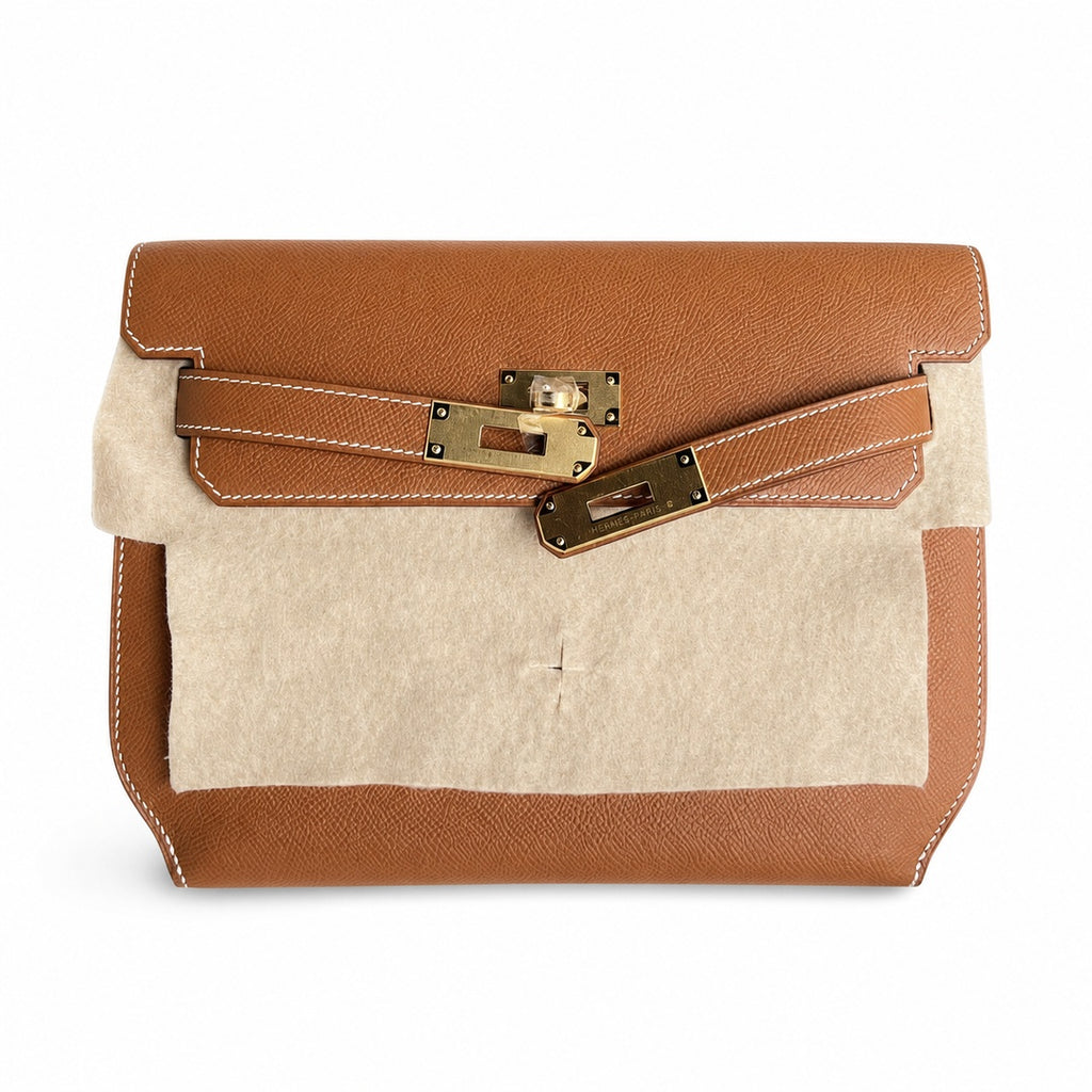 Kelly depeches25 Golden Brown Epsom Gold Buckle handmade men's — Sophisticated Compact Carry