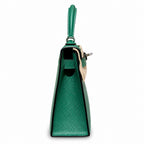 Mini Kelly II 19cm in Vert Verigo Epsom Leather with Silver Buckle — Distinctive Petite Bag