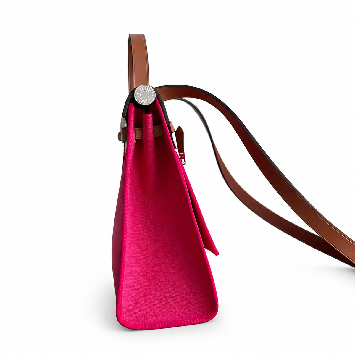 Timeless Saddle-Influenced Bag: Herbag 31cm Saddle-Inspired Canvas Body with Leather Handle and Shoulder Strap