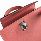 handmade Mini Kelly II 19cm imported Epsom Leather Milkshake Powder Silver Buckle — Versatile Mini Carry Design