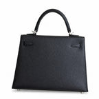 Black, Gold and Silver Buckle, Kelly 25, imported Epsom — Classic Hand-Carry Silhouette