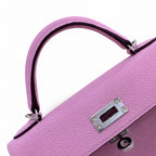 Versatile Mini Carry Design: Mini Kelly II 19cm Epsom Leather, mallow purple, Silver Buckle