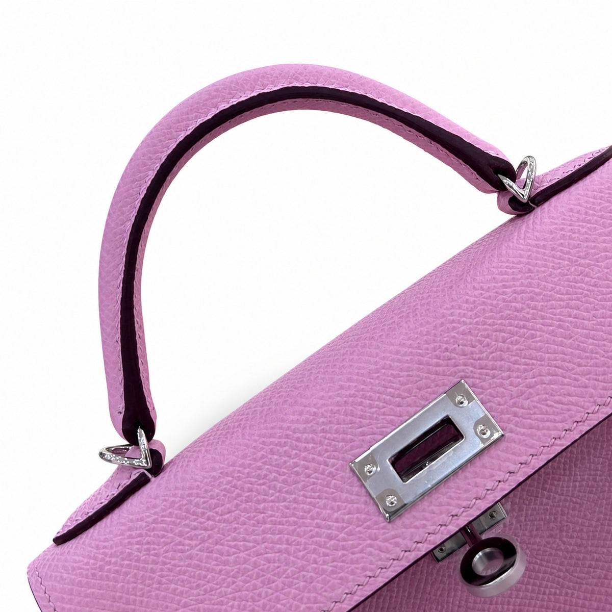 Versatile Mini Carry Design: Mini Kelly II 19cm Epsom Leather, mallow purple, Silver Buckle