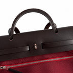 Elegant Canvas-and-Leather Hand-Carry Bag: Herbag 31cm Saddle-Inspired Canvas Body with Leather Handle and Shoulder Strap