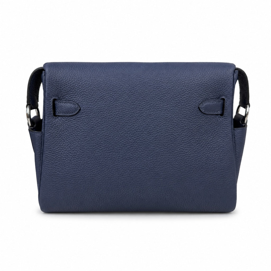 Kelly Messenger messenger bag for men and women, sapphire blue Silver Buckle, imported leather, all-steel hand-waxed thread, the best value for — Structured Top-Handle Handbag