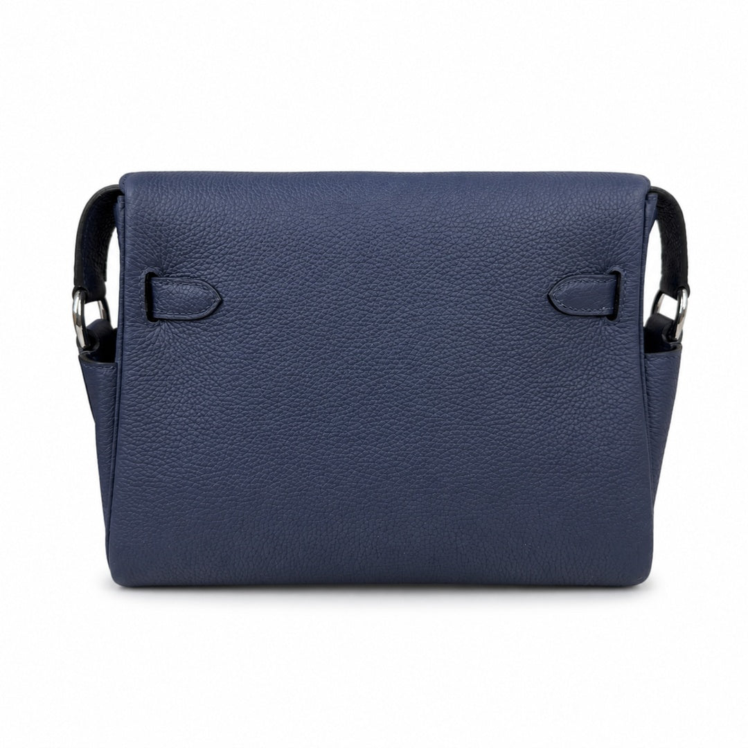 Kelly Messenger messenger bag for men and women, sapphire blue Silver Buckle, imported leather, all-steel hand-waxed thread, the best value for — Structured Top-Handle Handbag