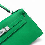 Kelly 25cm/28cm Epsom Leather 1K Bombou bamboo green top handcraft — Distinctive Hand-Carry Bag