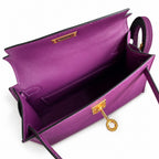 handmade Mini Kelly II 19cm imported Epsom Leather sea anemone purple Gold Buckle — Elegant Compact Carry Style