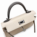 Mini Kelly II 19cm in Nata & Chai & Gris Meyer Epsom Leather with Silver Buckle — Versatile Mini Carry Design
