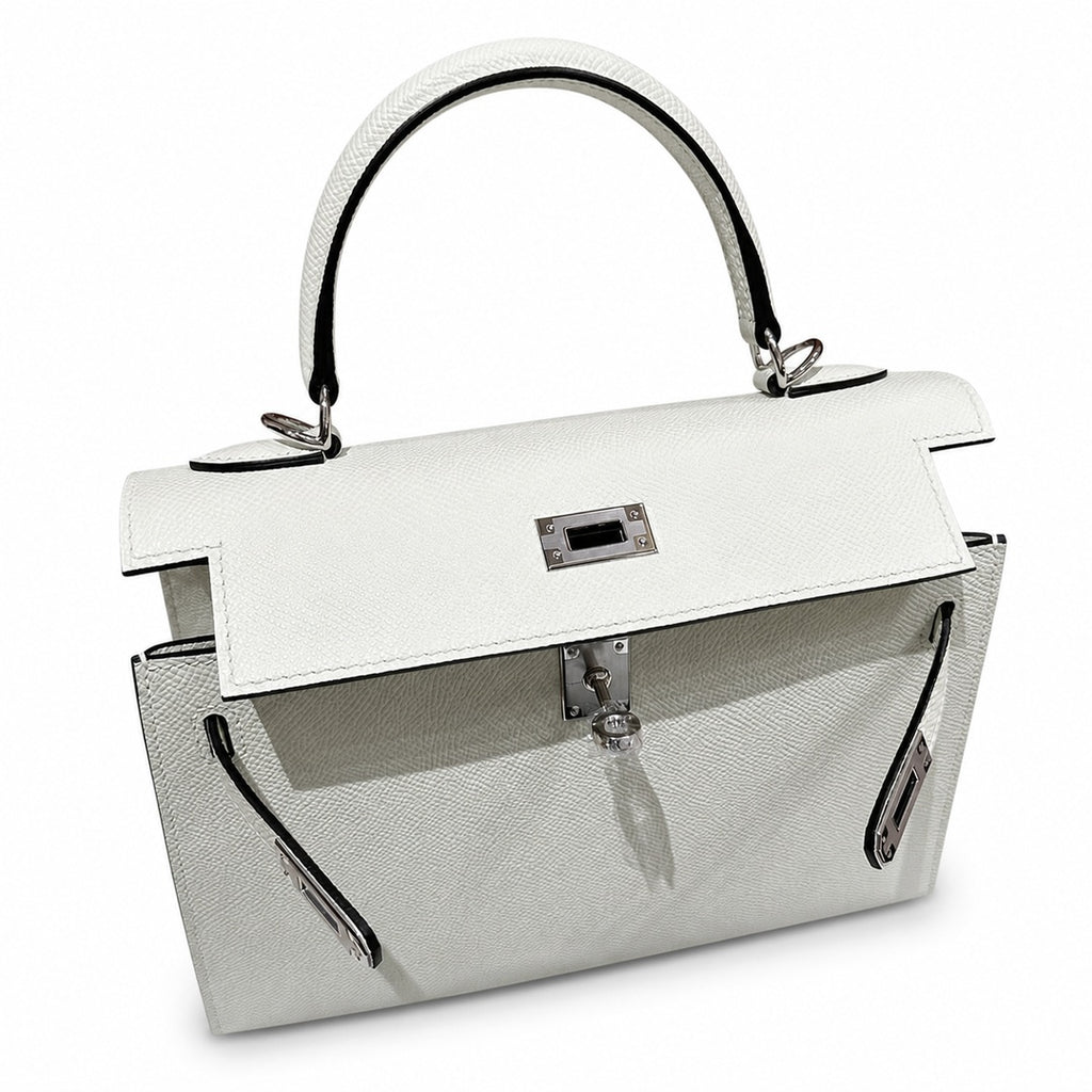 Kelly 25cm in green Epsom Leather with Silver Buckle Handmade — Timeless Top-Handle Design
