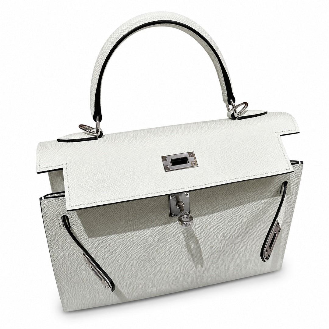 Kelly 25cm in green Epsom Leather with Silver Buckle Handmade — Timeless Top-Handle Design