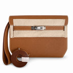 Kelly depeches 25cm Epsom Gold Brown Gold Buckle Silver Buckle — Versatile Hand-Carry Clutch