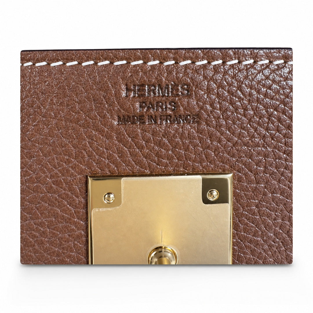 Kelly Messenger messenger bag for men and women, Fubao leather Gold Brown Gold Buckle, imported leather, all-steel hand-waxed thread, the highest — Versatile Structured Bag