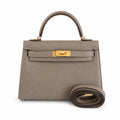 Elegant Compact Carry Style: Kelly mini 2nd generation collection 19cm Epsom palm print leather Gold Buckle series