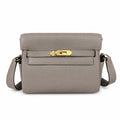 Kelly Messenger messenger bag for men and women, light gray Gold Buckle, imported leather, all-steel hand-waxed thread, the highest — Refined Top-Handle Bag