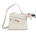 Kelly Double-Sided Epsom Leather in Milkshake White with Gold Buckle — Refined Reversible Carry Design