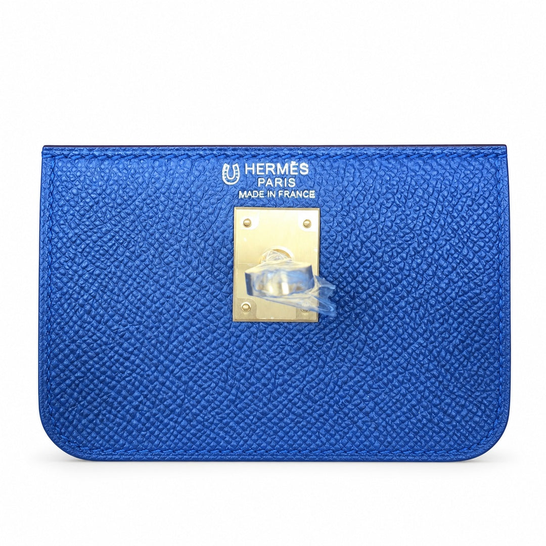 Kelly 25 sapphire blue with classic orange Epsom frosted Gold Buckle handmade — Elegant Structured Carry Style