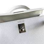 handmade Mini Kelly II 19cm imported Epsom Leather pure White Silver Buckle — Small Structured Carry Style
