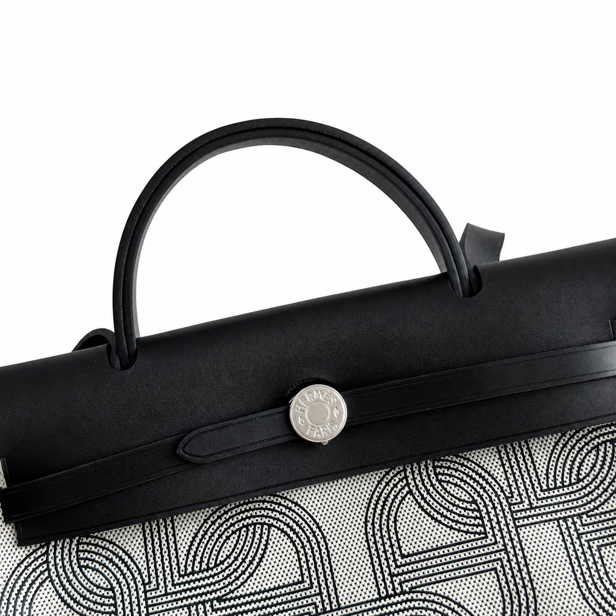 Herbag 31cm Saddle-Inspired Canvas Body with Leather Handle and Shoulder Strap — Saddle-Influenced Canvas Hand-Carry Style