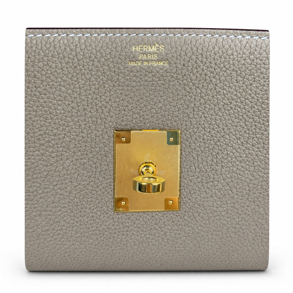 Kelly Messenger messenger bag for men and women, Elephant Gray Gold Buckle, imported leather, all-steel hand-waxed thread, the highest — Classic Hand-Carry Silhouette