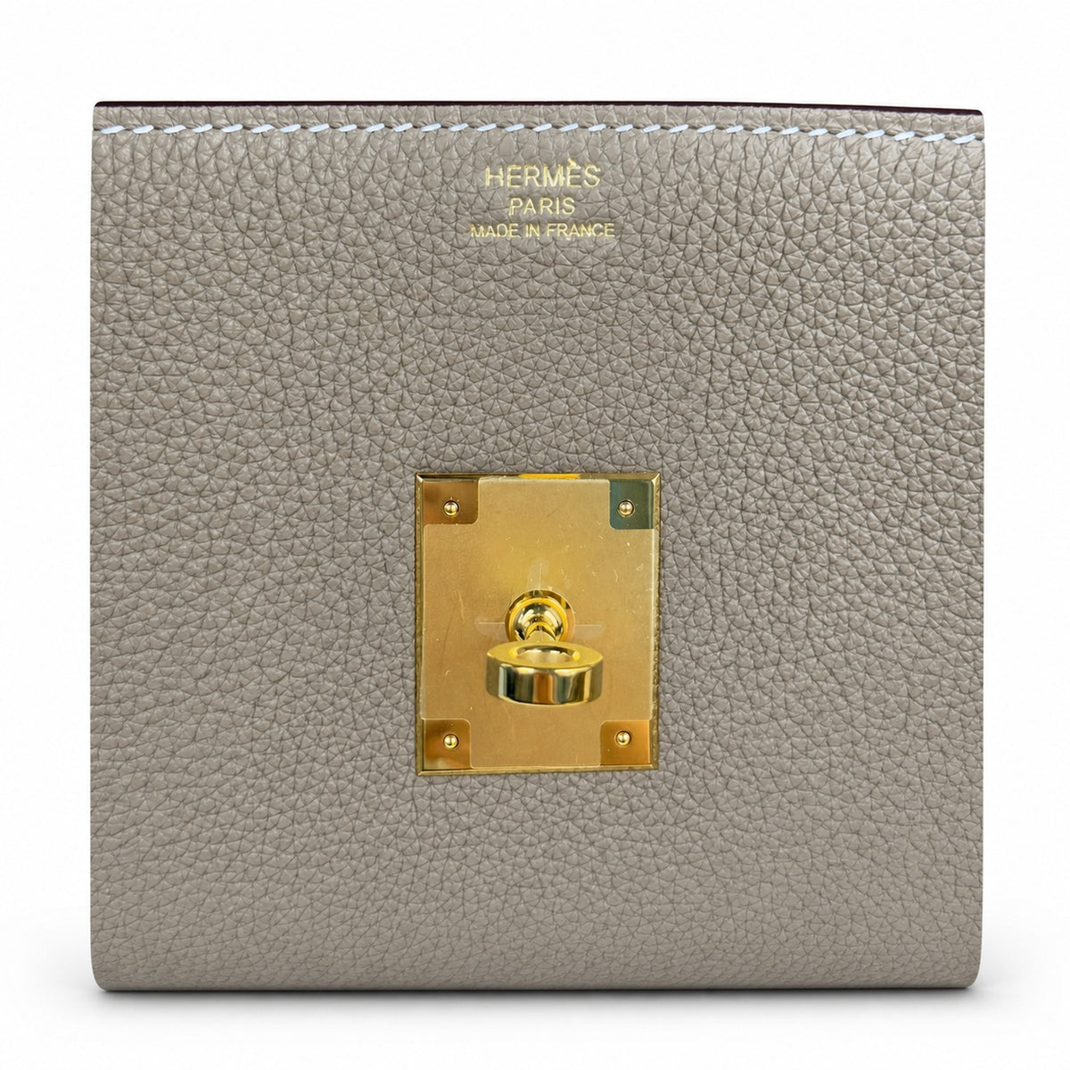 Kelly Messenger messenger bag for men and women, Elephant Gray Gold Buckle, imported leather, all-steel hand-waxed thread, the highest — Classic Hand-Carry Silhouette