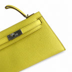 handmade Mini Kelly II 19cm imported Epsom Leather lemon yellow Silver Buckle — Streamlined Mini Handbag
