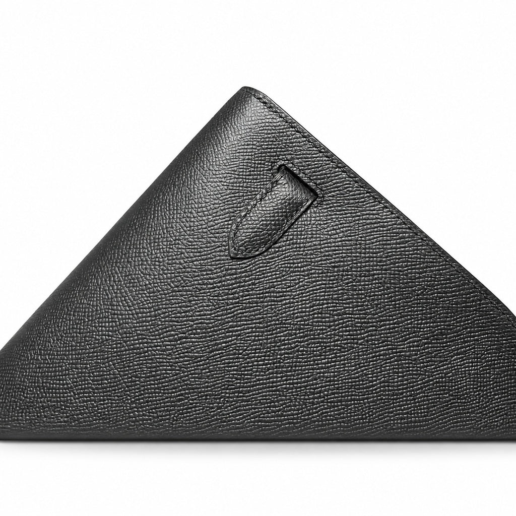 Kelly Depeches 25cm Epsom Leather 89 Noir Black top handcrafted — Versatile Hand-Carry Clutch