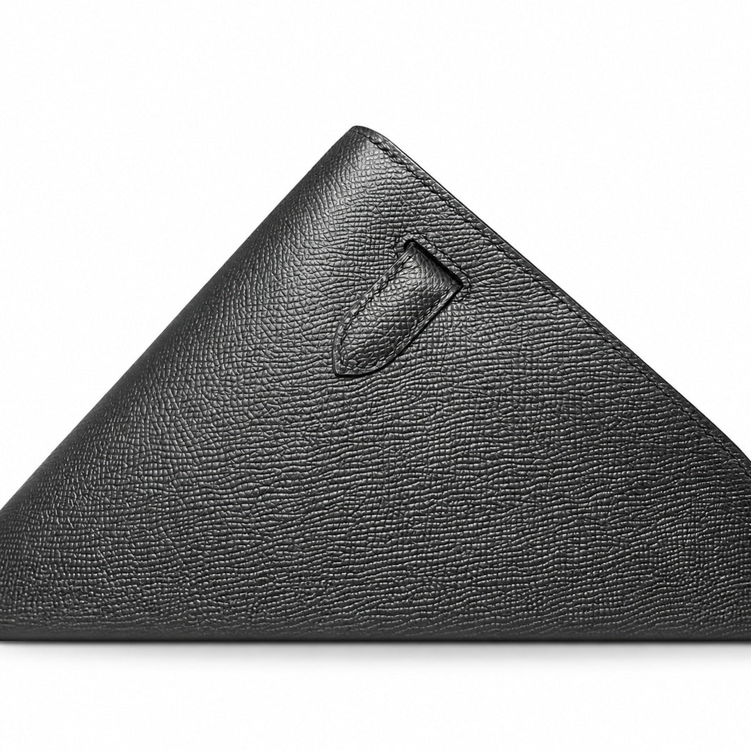 Kelly Depeches 25cm Epsom Leather 89 Noir Black top handcrafted — Versatile Hand-Carry Clutch