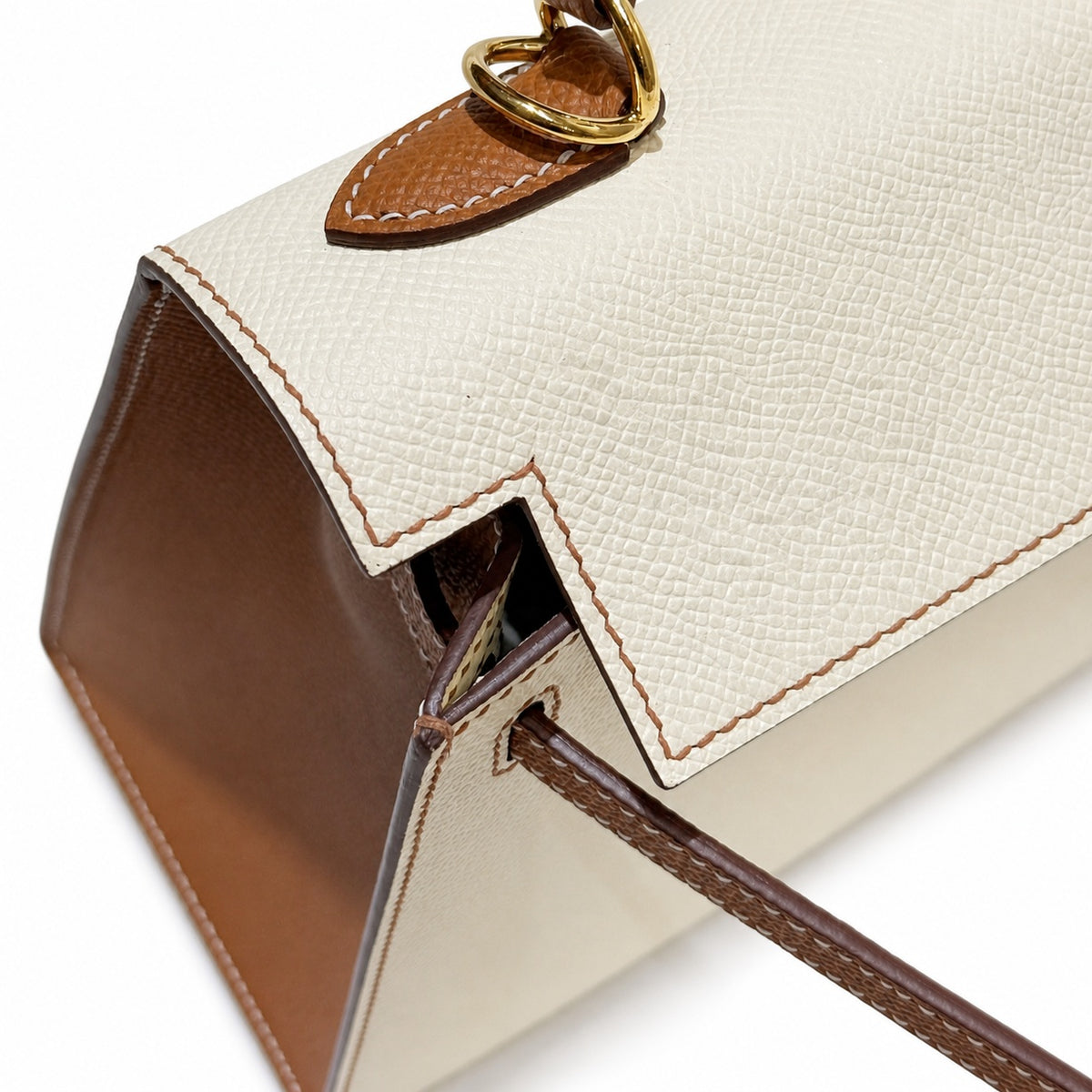 Kelly 25cm color-blocked Epsom Leather, classic leather and color matching — Sophisticated Carry Design