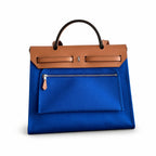 Distinctive Canvas Carry Style: Herbag 31cm Saddle-Inspired Canvas Body with Leather Handle and Shoulder Strap