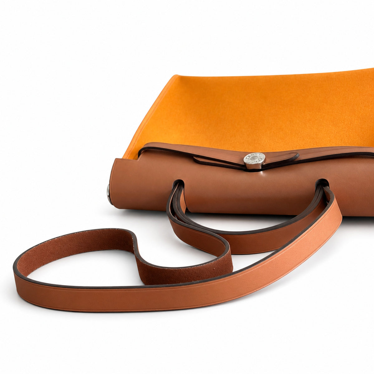 Polished Canvas-and-Leather Handbag: Herbag 31cm Saddle-Inspired Canvas Body with Leather Handle and Shoulder Strap