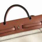 Herbag 31cm Saddle-Inspired Canvas Body with Leather Handle and Shoulder Strap — Canvas Body and Leather Trim Design