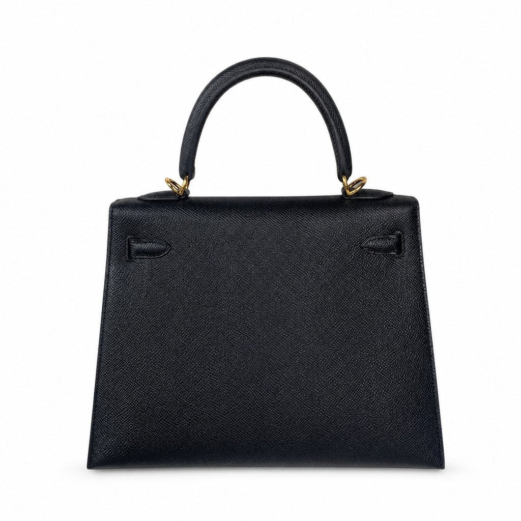 Kelly 25 Black Epsom Gold Buckle handmade — Refined Top-Handle Bag