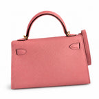 handmade Mini Kelly II 19cm imported Epsom Leather Milkshake Powder Gold Buckle — Timeless Mini Top-Handle Design