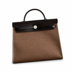 Herbag 31cm Saddle-Inspired Canvas Body with Leather Handle and Shoulder Strap — Classic Canvas Body and Leather Straps